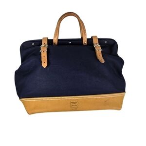 Heritage Leather Co Mason blue canvas leather doctor bag